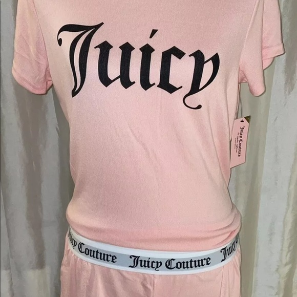 New! Juicy Couture Dreamy Pink/Black Logo PJ/Lounge Short Set Size L👑Final Price - Picture 12 of 15